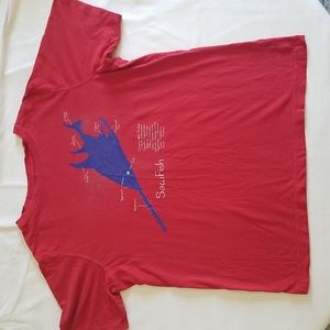 Red Saw Fish Graphic T-Shirt, Size XL 18H-20H